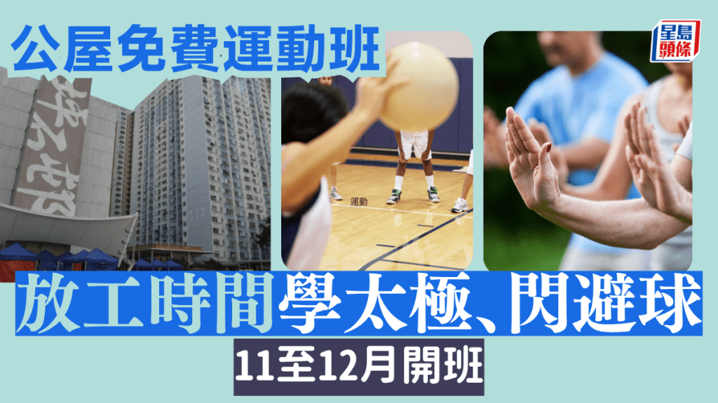公屋免費運動班｜賽馬會好動城市計劃 4屋邨11至12月開班  太極、閃避球及巧固球接受報名 
