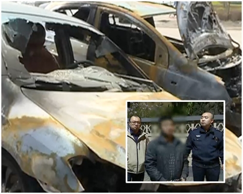 男保安因發洩不滿縱火連燒多車。網圖