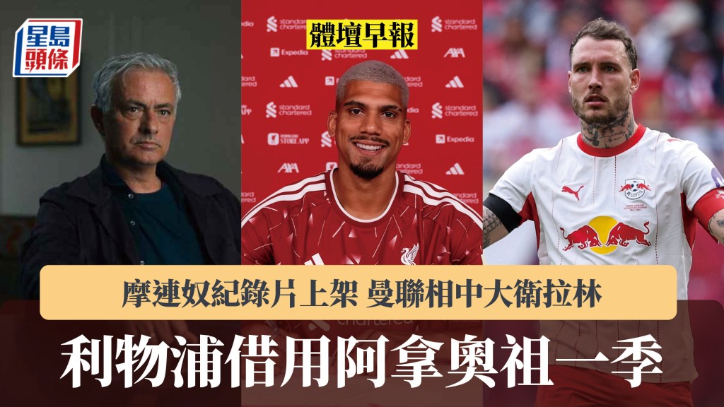 體壇早報｜利物浦借用阿拿奧祖一季 摩連奴紀錄片上架 曼聯相中大衛拉林。法新社、Netflix