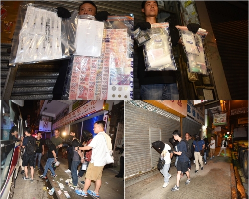 圖上，警員共檢獲約10克懷疑海洛英、一批吸食毒品工具、兩部釣魚機、兩張電動麻雀枱及約3萬元現金等。