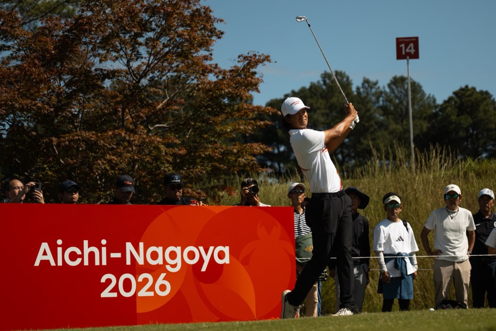 高爾夫球男子個人賽:香港隊許龍一、黑純一、張雄熙 - 2026名古屋亞運。劉駿軒攝 高爾夫球男子個人賽:香港隊許龍一、黑純一、張雄熙 - 2026名古屋亞運。劉駿軒攝