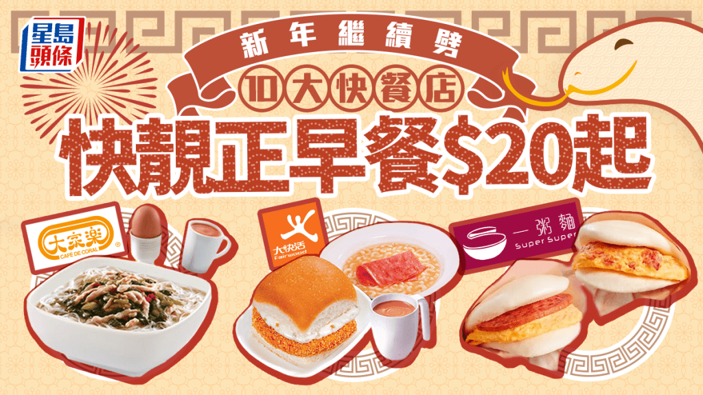 連鎖店早餐優惠｜10大快餐店平價餐合集 大家樂/麥當勞/一粥麵/KFC低至$20！