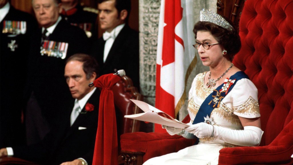 1977年，已故英女王伊利沙伯二世赴加发表“御座致辞”。 路透社