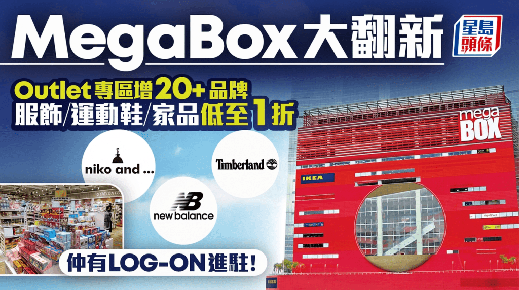 九龍灣MegaBox大翻新！地下設Outlet專區增20+品牌 服飾/運動鞋/家品低至1折 仲有LOG-ON進駐！