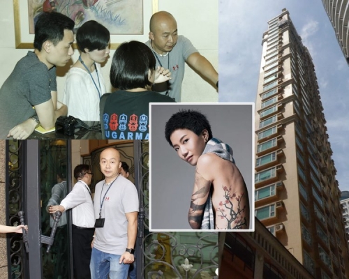 盧凱彤昨日墮樓亡，今早有便衣探員到其住所搜證。