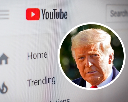 美國Alphabet Inc.旗下的短片分享網站YouTube周二宣布，暫時中止總統特朗普（小圖）的頻道。unsplash圖片（小圖為AP圖片）