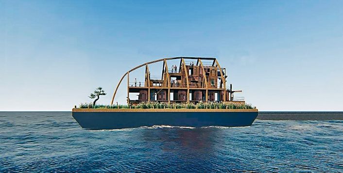 在小豆島池田港可賞到中國藝術家向陽的作品。