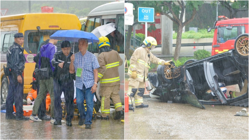 警方等多部門200人冒雨深井演習 模擬應對嚴重車禍有人被困