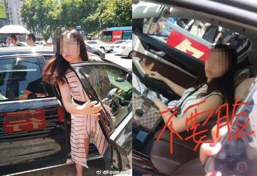 過程中圍觀群眾打開車門拍攝小三。(網圖)