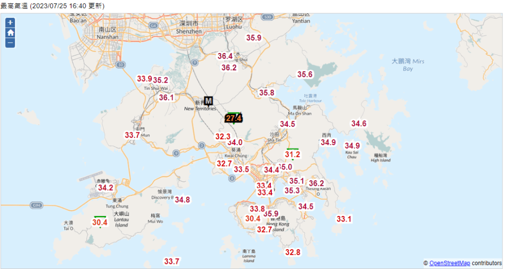 受台风杜苏芮影响，本港多区最高温度高达36度。（卢江球摄）