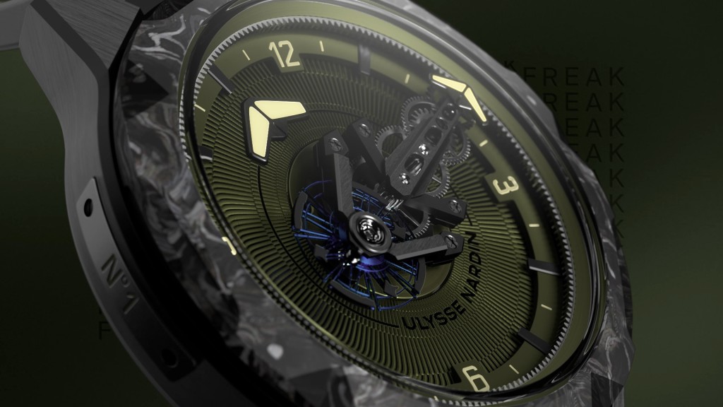44mm DLC鈦金屬錶殼增添軍事感。