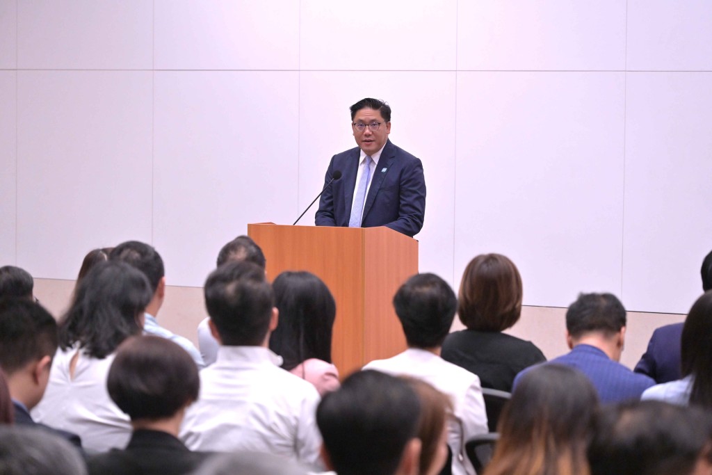 民青局副局長梁宏正出席培訓講座致辭。政府新聞處 民青局副局長梁宏正出席培訓講座致辭。政府新聞處