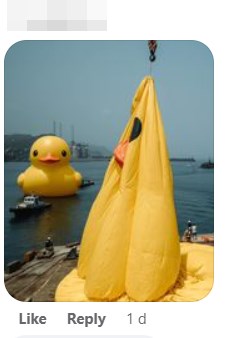 有网民想起早前在港漏气的黄鸭。网上截图