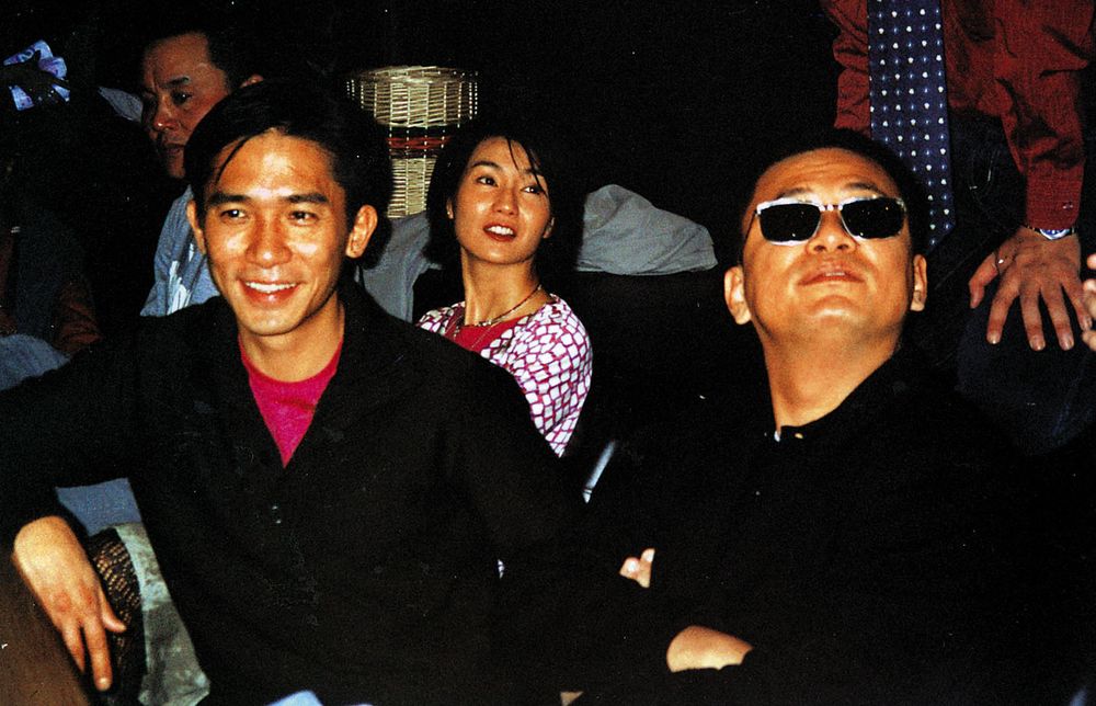 梁朝偉與王家衛、張曼玉宣傳《花樣年華》（資料圖片）