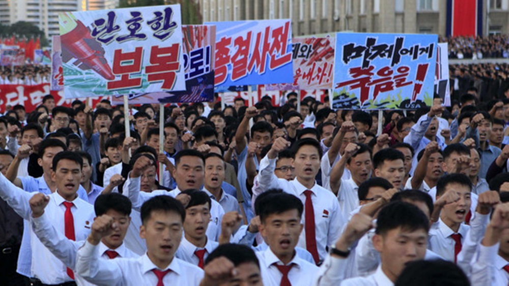 2017年，北韓曾發動大規模的群眾反美示威。資料圖片