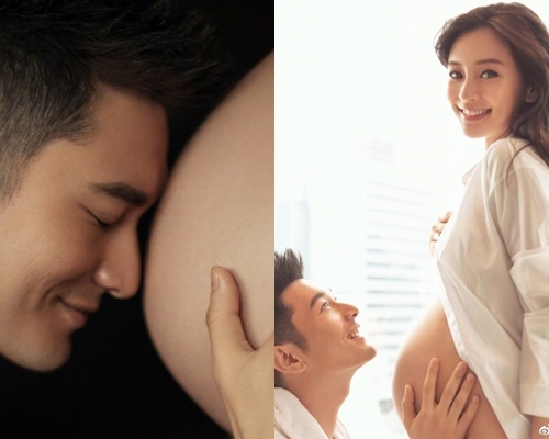 黃曉明甜蜜晒Baby大肚寫真。
