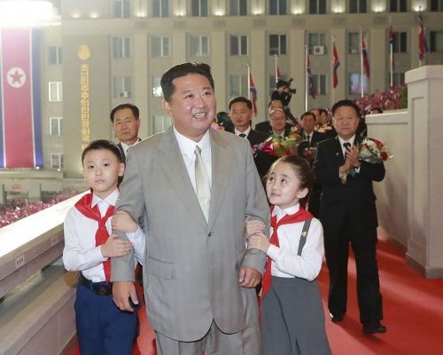金正恩參與北韓建政73周年紀念日慶祝活動。朝中社/AP圖片