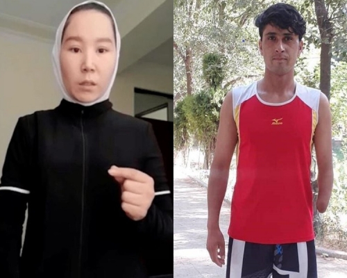 兩名阿富汗選手扎奇亞庫達迪(左)及拉蘇利(右)已抵達東京。網圖