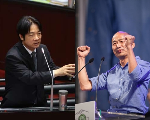 賴清德(左)表示尊重韓國瑜支持「九二共識」的經濟方針。網圖