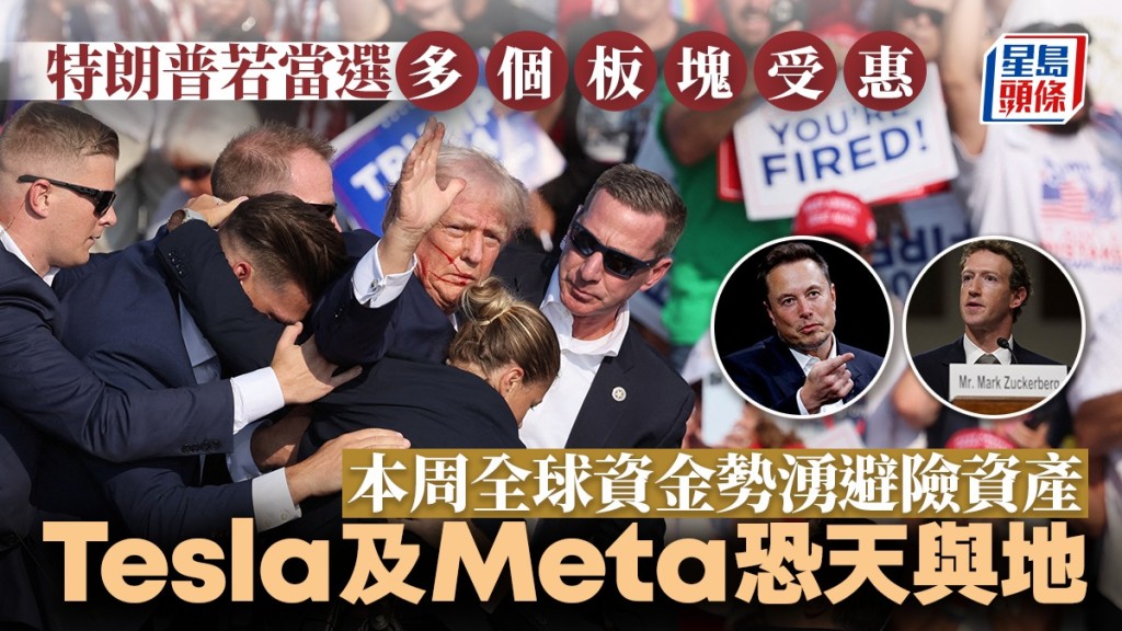 特朗普若當選多個板塊受惠 本周全球資金勢湧避險資產  Tesla及Meta恐天與地