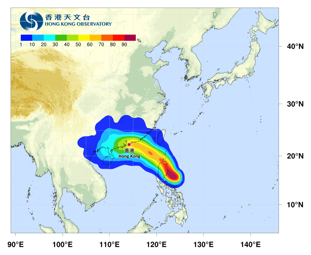 熱帶氣旋路徑概率預報。 熱帶氣旋路徑概率預報。