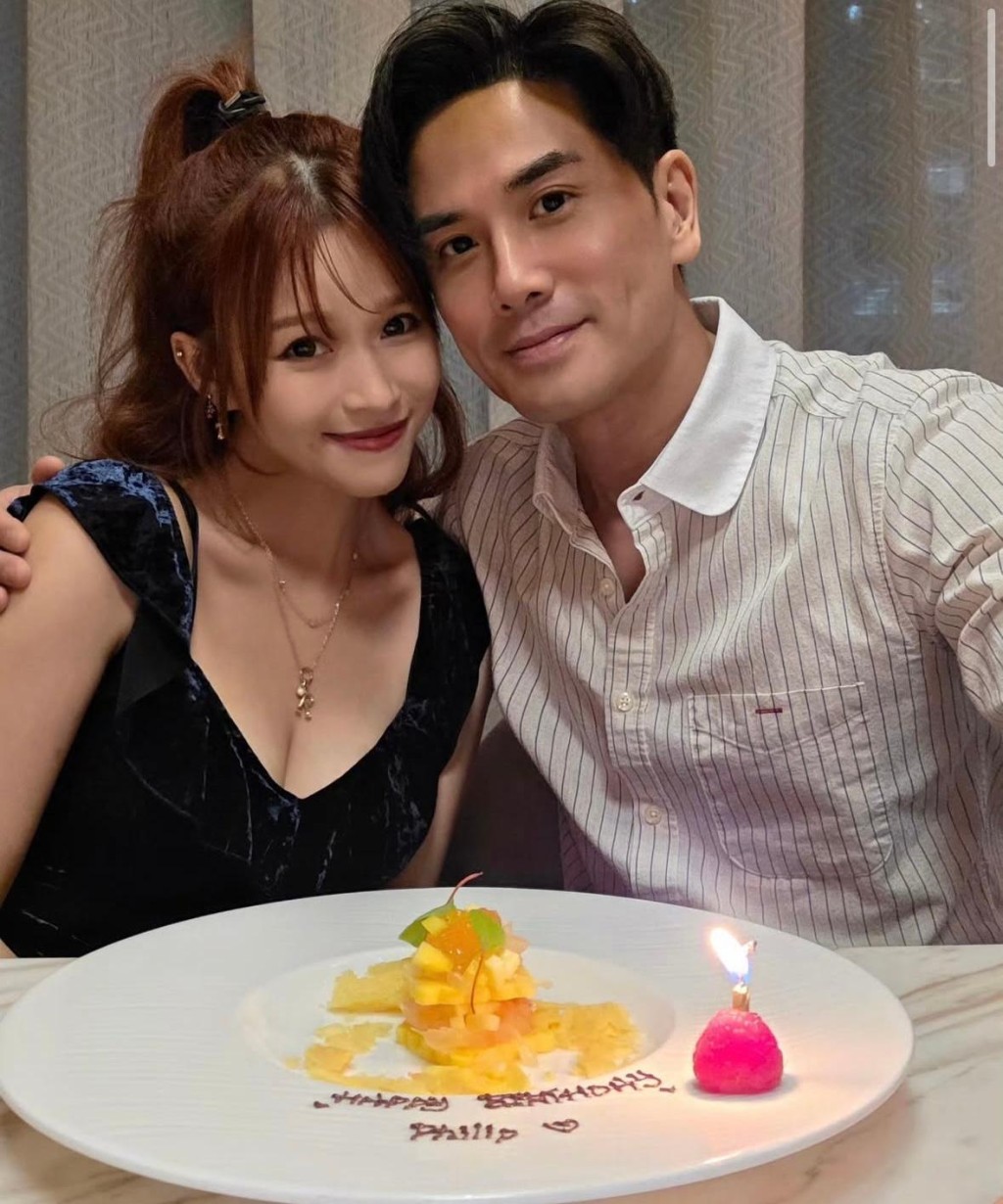 伍允龍48歲生日，女友李蔓瑩送自製愛心蛋糕。