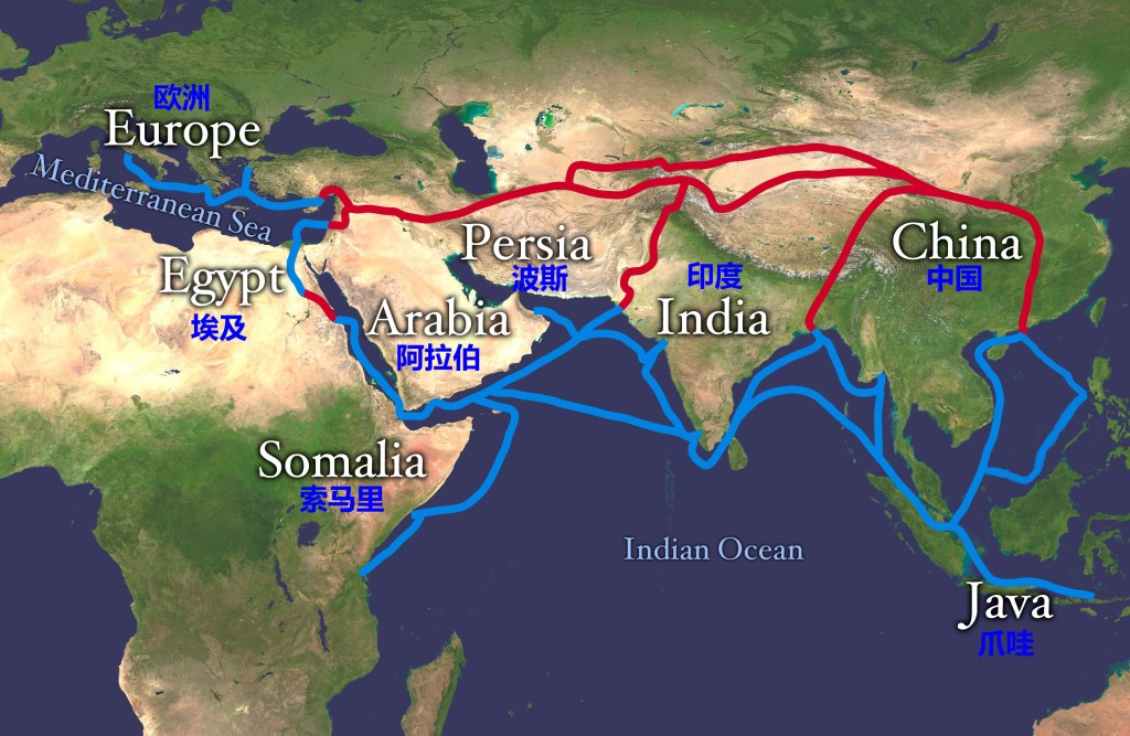 丝绸之路路线图（维基百科图片）
