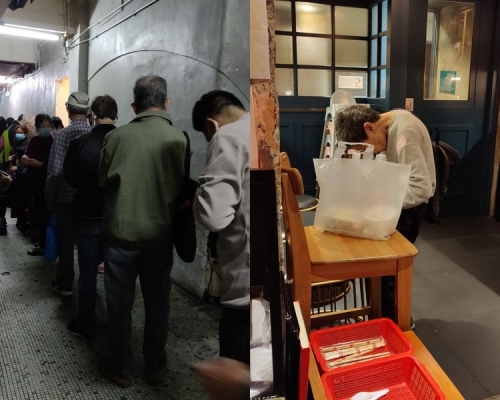 長者排長龍取飯。銀杏館FB