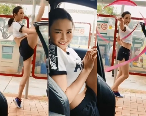 準港姐陳苑澄玩Kiki Challenge,惹道路安全及亂拋垃圾問題。(網圖)