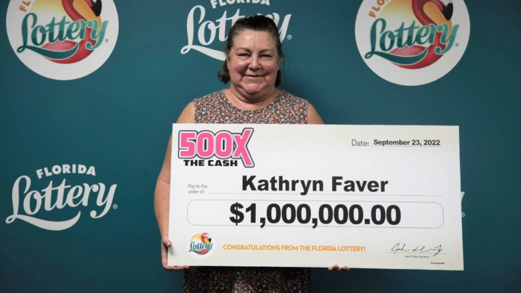 費弗去年9月買3張刮刮樂,贏得100萬美元頭獎。(twitter@floridalottery)