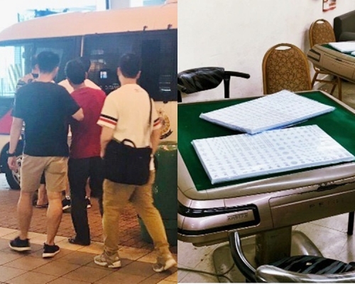 部分被捕人士及檢獲的證物。
