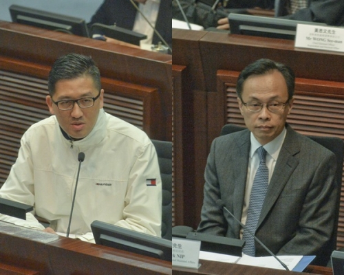 林卓廷(左)指,立法會地方選區選舉門檻太低。