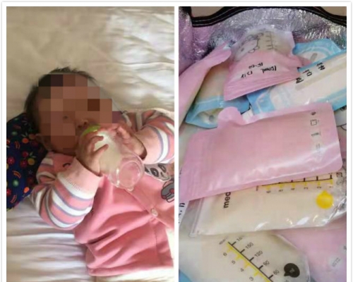 北京8個月大確診女嬰不吃奶粉,區內3小時內籌集180袋母乳。網上圖片