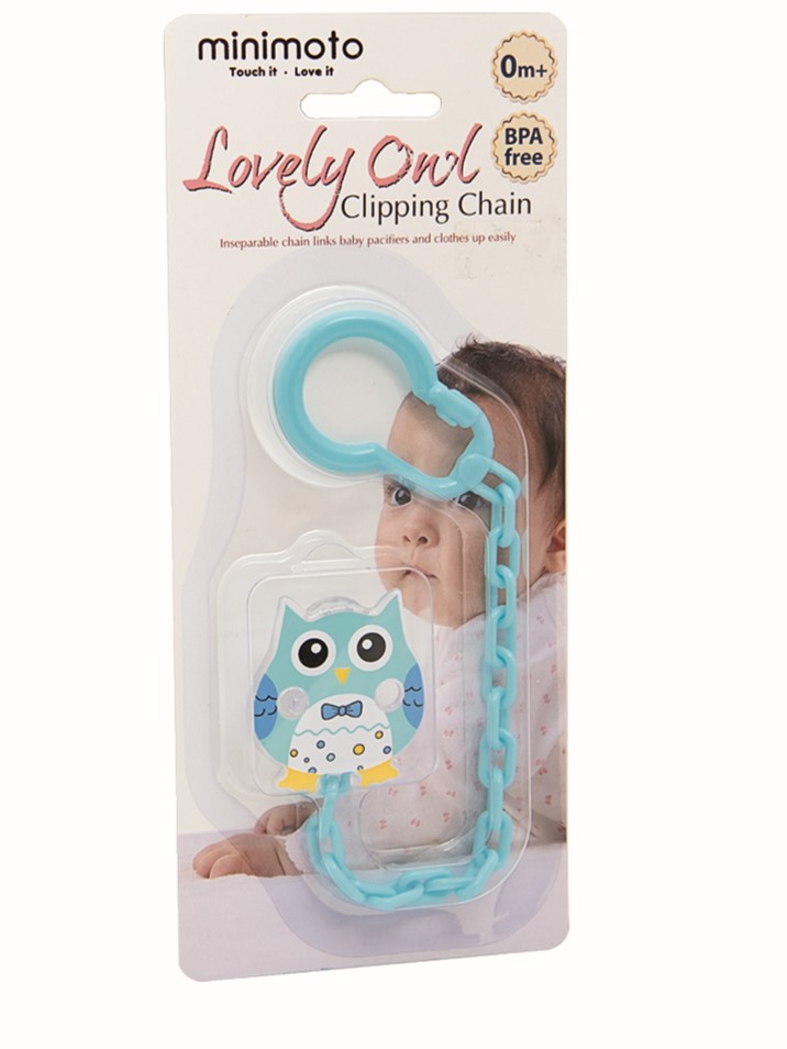 4. Minimoto 猫头鹰奶嘴鍊 (蓝色)Lovely Owl Clipping Chain (Blue) 售价：$29 总评：4.5星