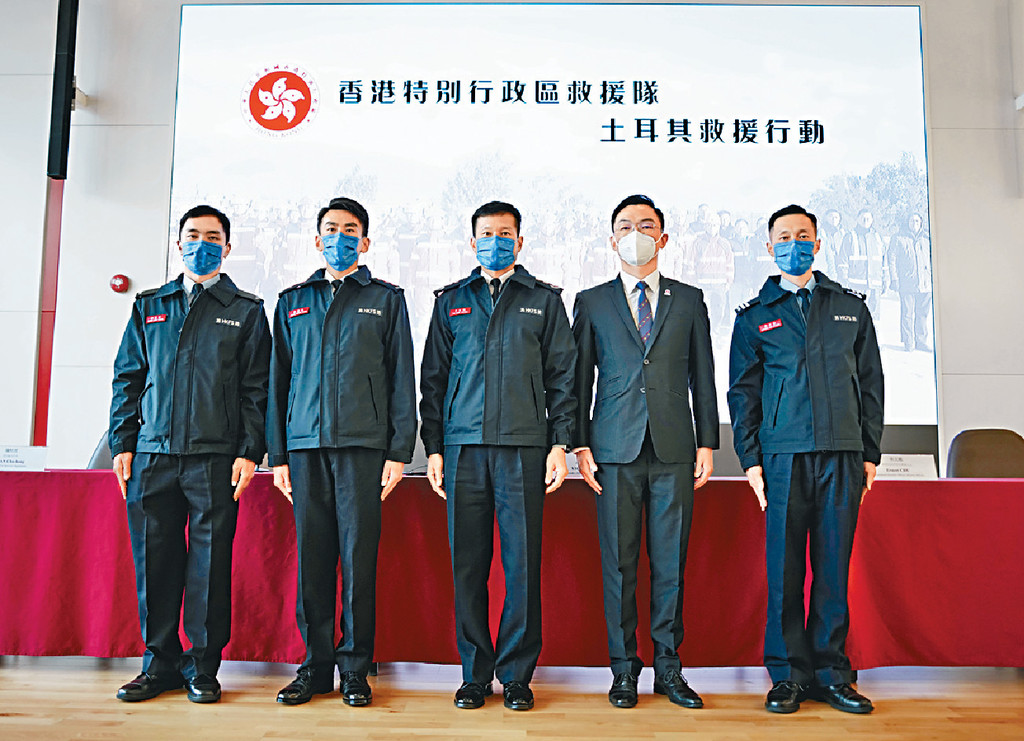 ■(左起)救援隊員陳柱匡、楊強生、于文陽、朱文龍及梁志宏。