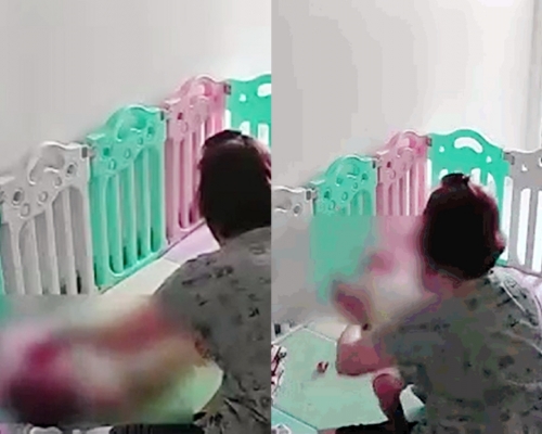 翠屏南邨一名56歲保母涉虐嬰，警方落案起訴下月提堂。網上影片截圖