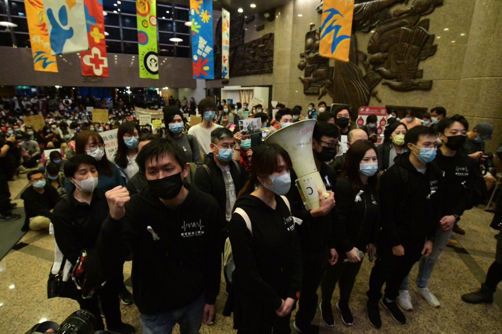 2月初醫護人員罷工要求關閉內地口岸。資料圖片