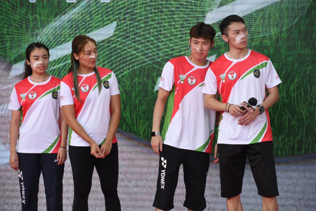 11月國際賽取消，羽毛球港將吳芷柔(左起)、謝影雪、李卓耀、伍家朗無緣主場亮相。 資料圖片
