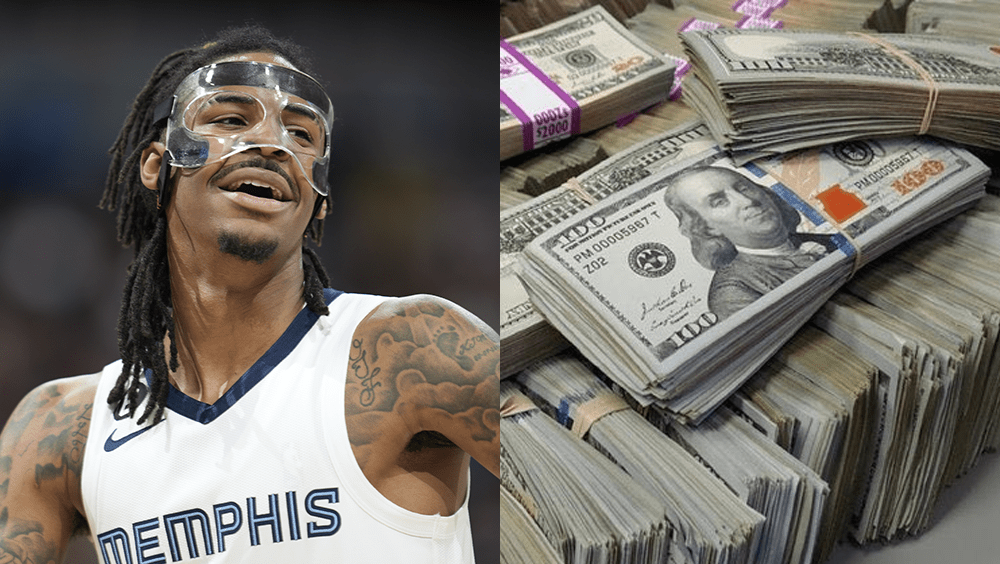 NBA球星Ja Morant夜店狂歡畫面流出,脫衣女郎跨腿坐身前、滿地鈔票。AP/示意圖