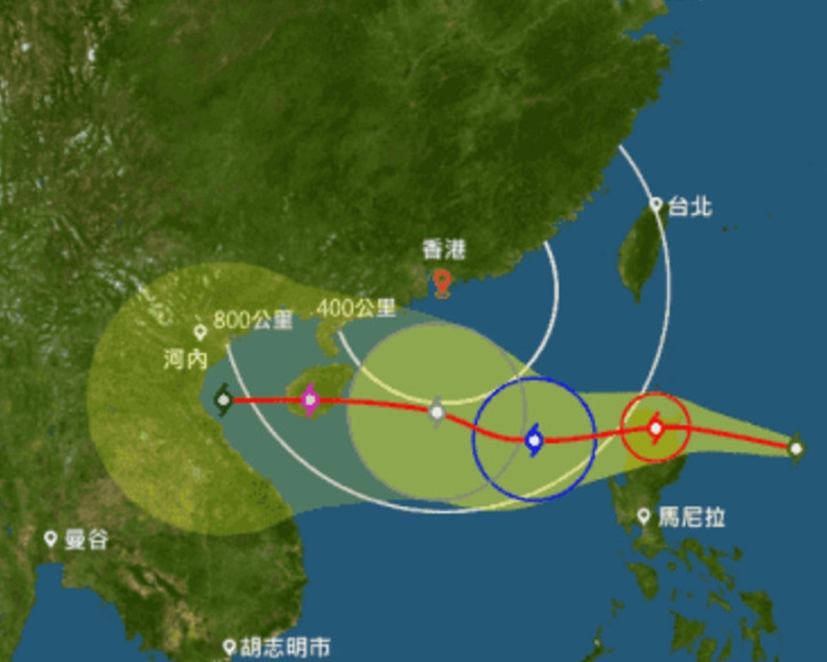 周日會成為「強烈熱帶風暴」。香港天文台圖片