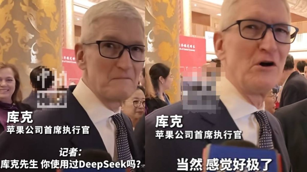 蘋果CEO庫克大讚DeepSeek。中新社