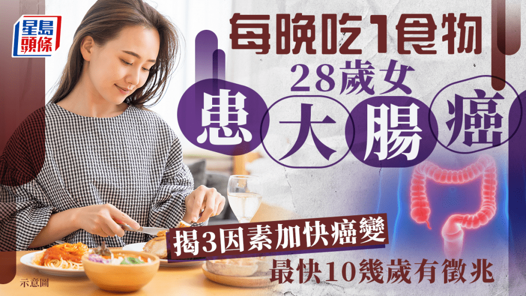 28歲女每晚吃1食物確診大腸癌！醫生揭3因素加快癌變 最快10幾歲有徵兆