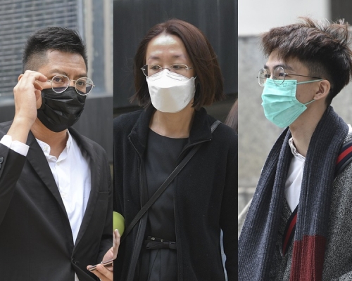 由左至右:謝嘉綸、劉婉玲及李俊霖罪成均判囚。資料圖片