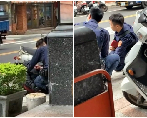 台灣桃園市一名男子，昨日在街頭持刀隨機攻擊路人，其後疫警方制服。FB影片截圖