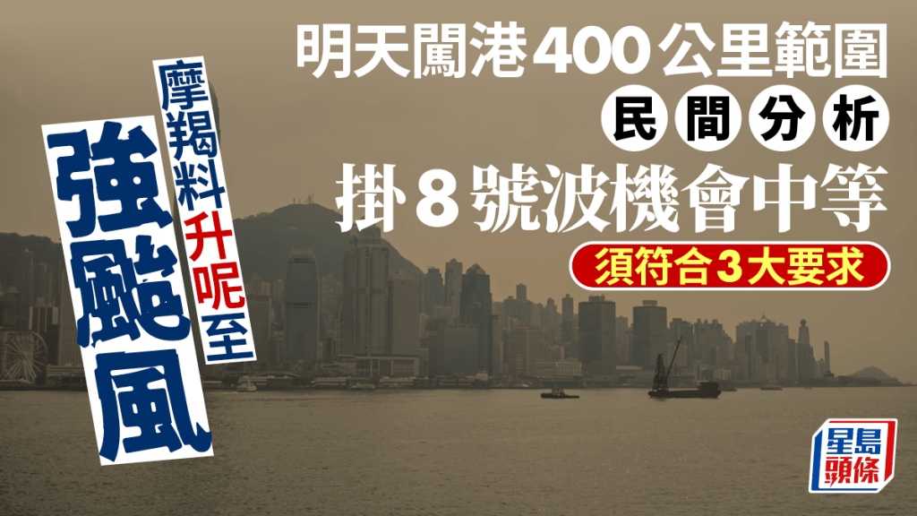 颱風摩羯︱登陸前續增強 港需掛八號波？民間分析料取決三大因素。