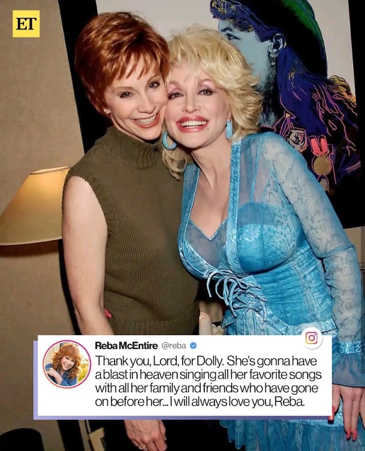 鄉謠天后Reba McEntire哀悼桃莉時表示：「I Will Always Love You（我會永遠愛你）」。（Entertainment Tonight）