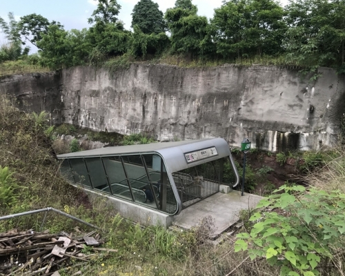 神秘車站藏身於草叢中。
