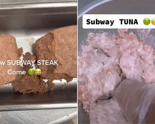 影片顯示牛肉原狀是一大磚啡色肉塊。網圖