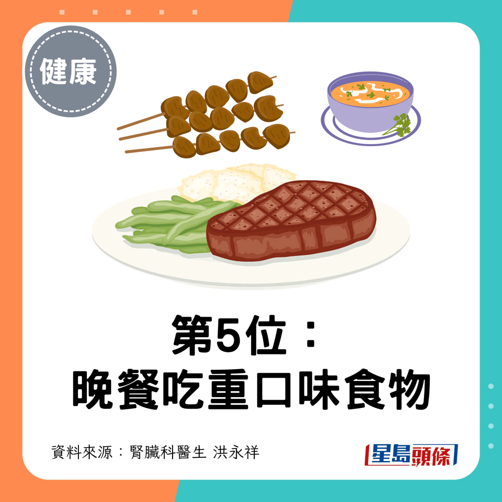 第5位：晚餐吃重口味食物