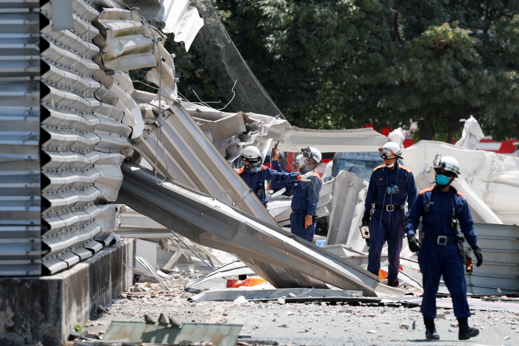 熊本發生7.1級強震後，當地Aeon Mall發生大爆炸。 路透社